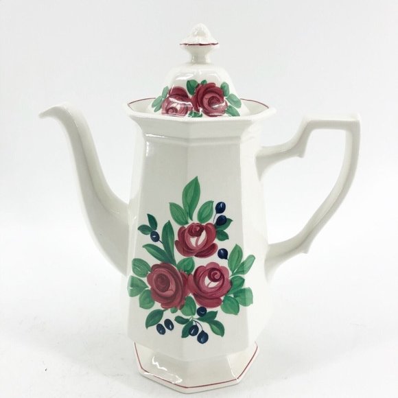 Adams Bridgwater English Ironstone Coffee Pot with Lid from England 9.5 x 8.5 - Picture 2 of 14